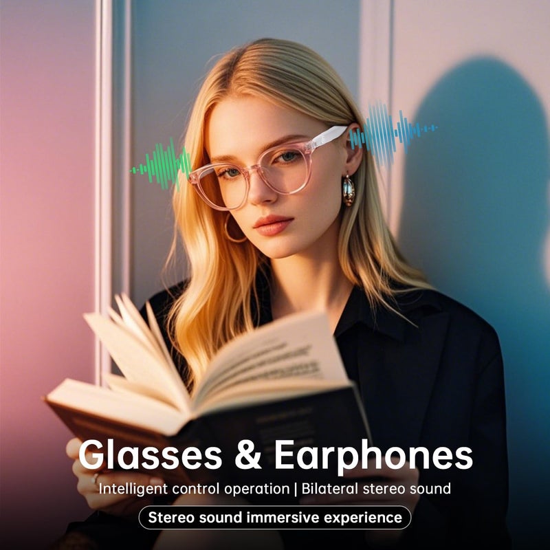 Tulbeys Smart Glasses for Women, Blue Light Filtering Lenses，Bluetooth 5.3, Audio & Mic, Intelligent Touch,Open-Ear Clear Sound, Remote Photography, Ultralight Comfortable Design for Working. - Image 3